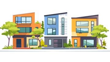 Modern suburban private houses in flat design style | Premium AI ...