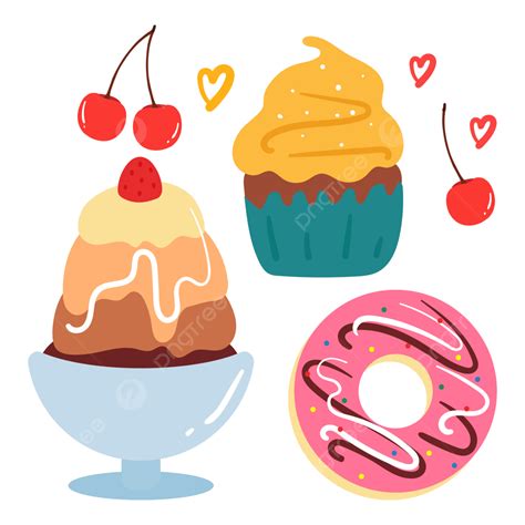 Cute Dessert Drawing Collection, Dessert, Food Sticker, Cute Dessert ...