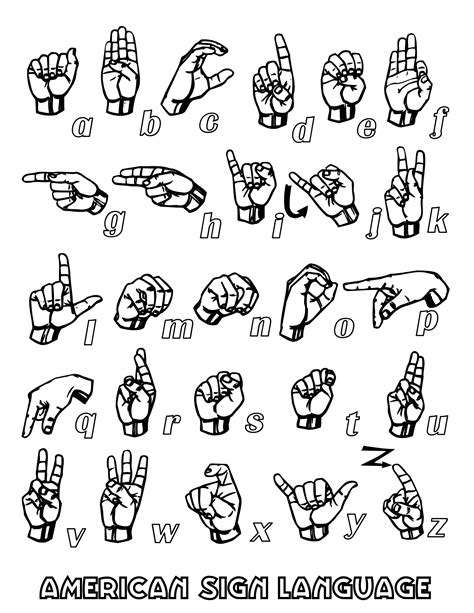 Image result for American Sign Language Coloring Pages