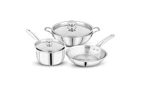 Pigeon Trinity Triply 5 Pc Stainless Steel Cookware Set - Kadai 2.1 LTR ...