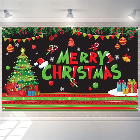 Buy Merry Christmas Party Backdrop Decoration Christmas Banner Sign Red ...