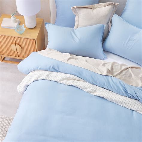 Washed Linen Look Light Blue Quilt Cover Set - Pillow Talk