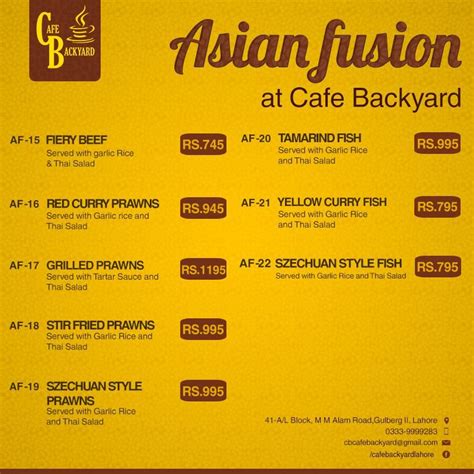 Cafe Backyard menu | Asian fusion, Tamarind fish, Fish serving