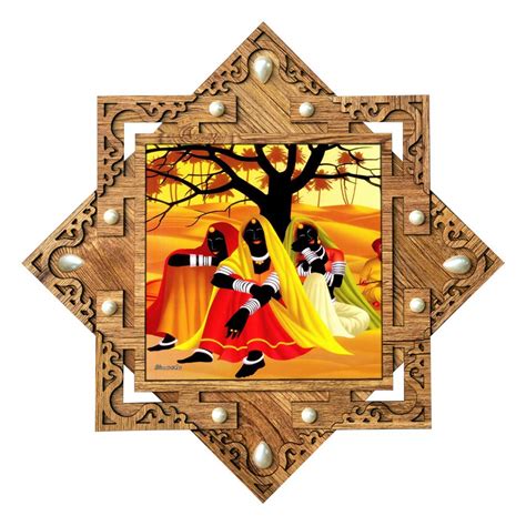 PnF Star Shaped Wooden Frame with Photo of Rajasthani Art Paintings (16 ...
