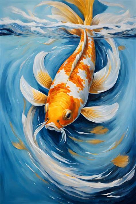One Golden Koi Fish Painting for Career Growth - Vastu Recommended for ...