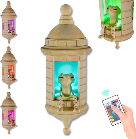 Puerto Rican Garita Wall Coqui Lamp – 16-Color LED Frog Light With Remote, 3D Printed, For Home, Garden & Office Decor (Male & Female, 10")