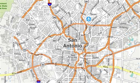 Simple Map Of San Antonio