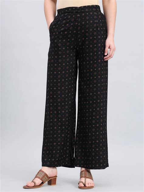 Black Viscose Printed Palazzo – Go Colors India