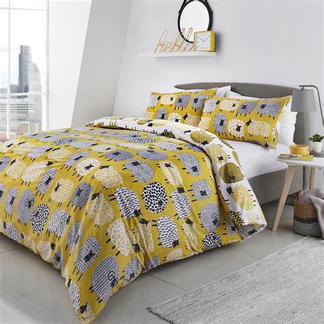 Dotty Sheep Ochre Yellow Easy Care Duvet Set – Julian Charles Home