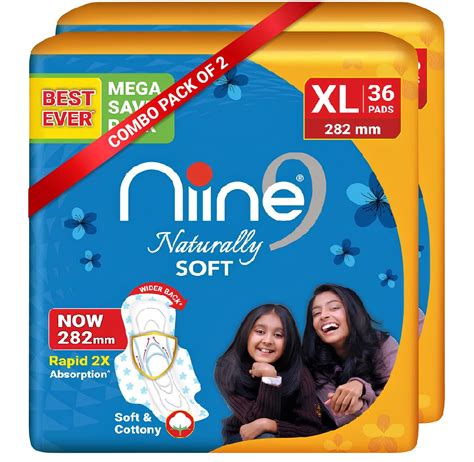Buy NIINE Naturally Soft Ultra Thin XL Sanitary Pads for Women | 72 ...