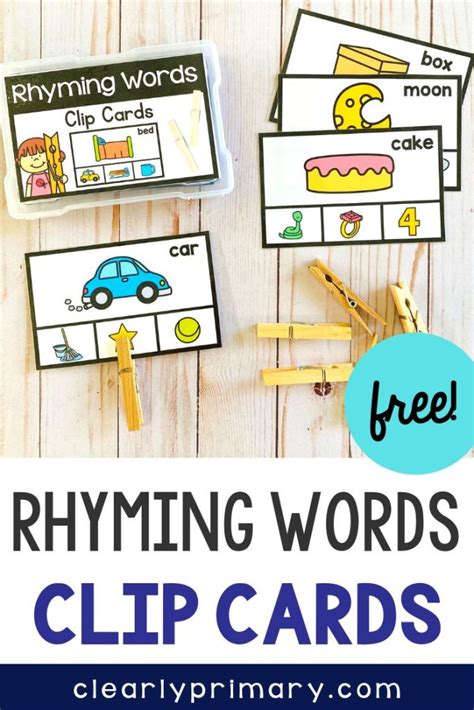 Free Rhyming Clip Cards for Small Groups or Literacy Centers - Clearly ...