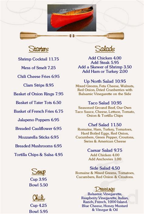 Platte River Inn menus in Honor, Michigan, United States