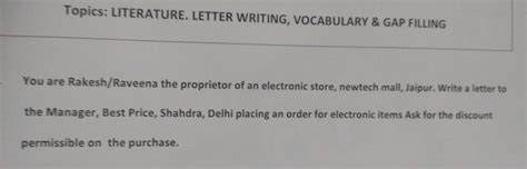 Write the given letter in three paragraphs. - Brainly.in