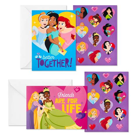 Buy Hallmark Disney Princess Valentines Day Cards and Stickers for Kids ...