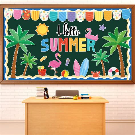 Amazon.com : Justforjoyful Hello Summer Bulletin Board Decorations ...
