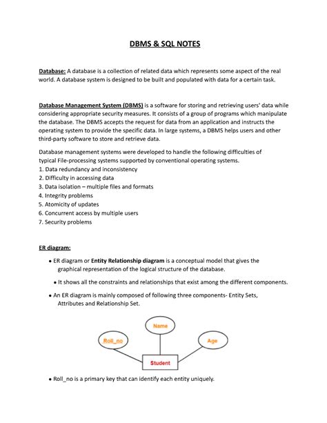 DBMS Notes - DBMS & SQL NOTES Database: A database is a collection of ...