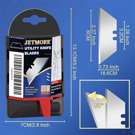 Buy JETMORE 100 Pack Utility Knife Blades, Box Cutter Blades with ...
