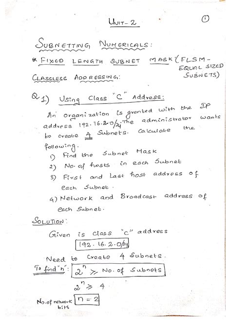 2.Unit 2 Subnetting numericals - 1 2 SUBNETTING NUMERICALS: FIXED ...