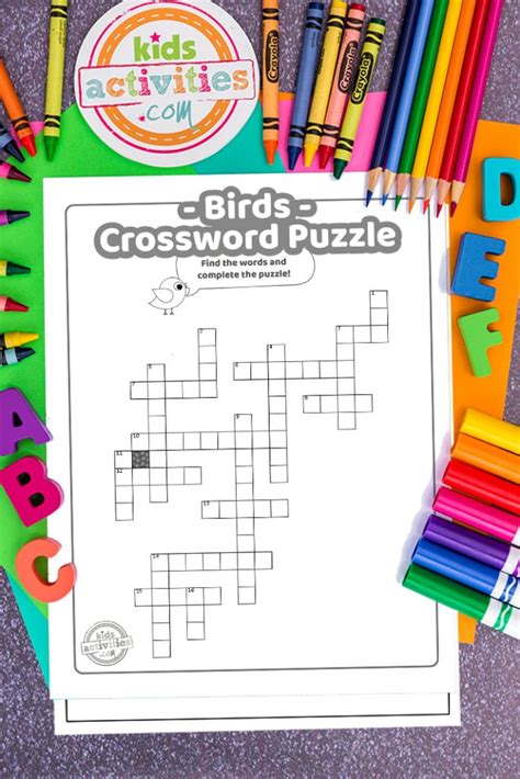 Printable Crossword Puzzle for Kids with Bird Theme | Kids Activities Blog