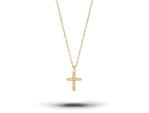 18k Gold Diamond Cross Necklace Cross Pendant Necklace For Sale at ...