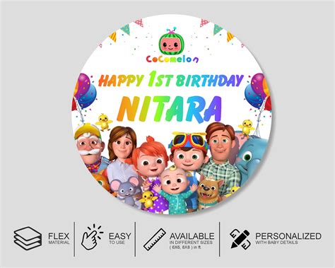 Coco Melon Theme Girl Personalized Backdrop | Birthday Party Supplies ...