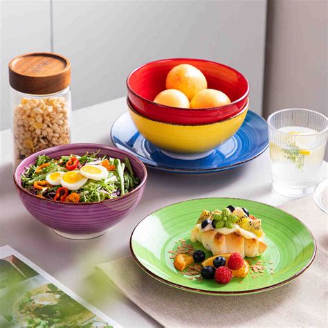 Bonita 24 Piece Dinnerware Set, Colorful Stoneware Set, Service for 6 ...