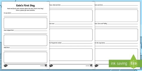 Exploring My World Aistear - Eoin's First Day Complete the Sentence Writing