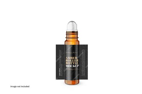 Premium PSD | Amber glass roller bottle cosmetic psd mockup