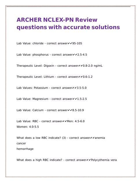 ARCHER NCLEX-PN Review questions with accurate solutions - NCLEX ARCHER ...