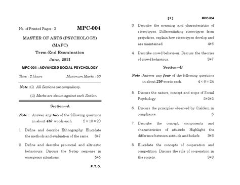 MPC-004 - Advanced Social Psychology Past Year Question Paper - Studocu