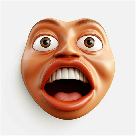 Face with Open Mouth emoji on white background high quality 30687206 ...