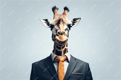 Premium AI Image | a giraffe wearing a suit and tie with a white background