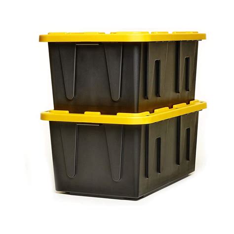 Homz Plastic Storage, Durabilt Tough Tote Box, 27 Gallon, Black with ...