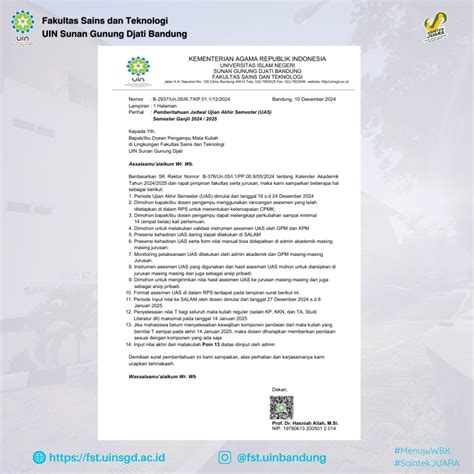 Fakultas Sains dan Teknologi UIN Bandung | Selamat Menghadapi UAS!🎉 Semangat untuk menghadapi ...