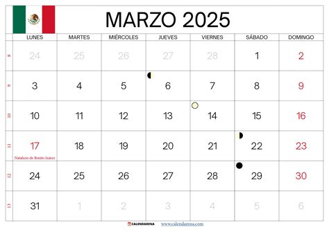 Calendario marzo 2025 méxico Para Imprimir