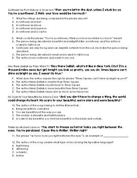 Figurative Language in Songs by Mallory Carpenter | TPT