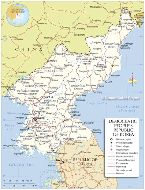 Administrative Map of North Korea - Nations Online Project