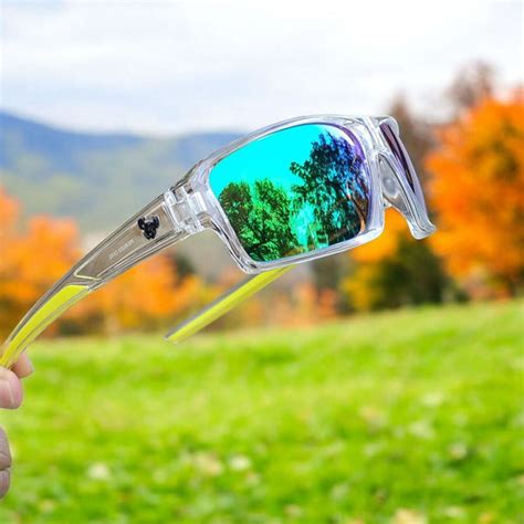 Clear Frame Green Mirror Polarized Sports Sunglasses | Cricket, Cycling ...