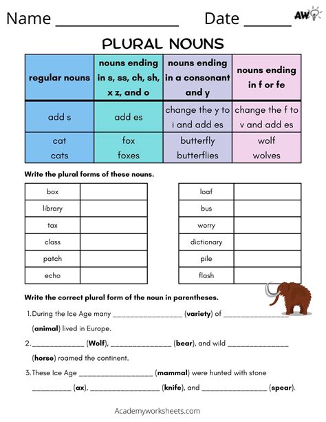 Irregular Plural Nouns - Worksheets - Academy Worksheets - Worksheets ...