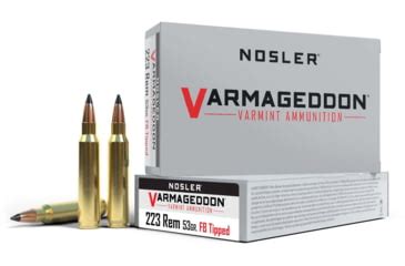 Nosler Varmageddon .223 Remington 53 Grain Flat Base Tipped Brass Cased ...