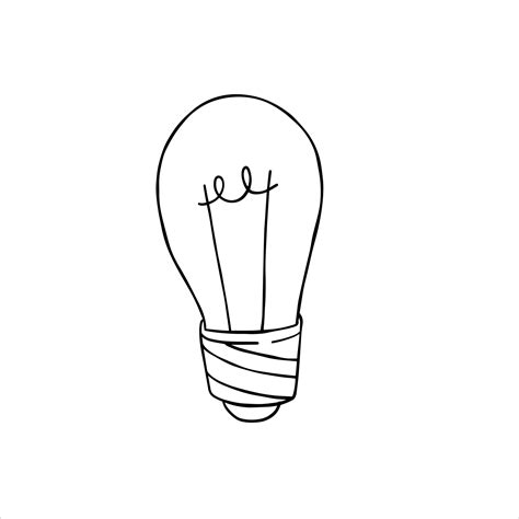 Light Bulb. Sketch drawn electric device. Black and white illustration ...