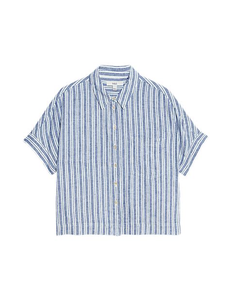 Buy Linen Rich Striped Relaxed Shirt at Marks & Spencer