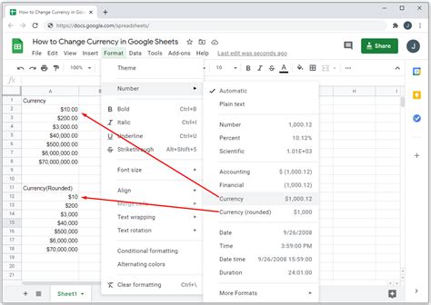 How to Change Currency in Google Sheets
