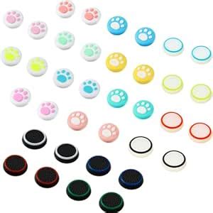 36 Pieces Cute Cat Paw Replacement Thumb Grips Caps Cover Silicone ...