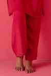 Buy Pink Organza, Crepe, Colorblocked Bloom Vine Embroidered Kurta With ...
