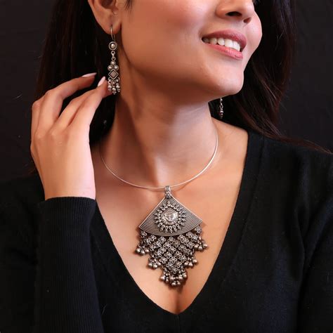 925 Silver Tribal Handcrafted Goddess Durga Hasli Necklace – Joharcart