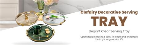 Clefairy Round Serving Tray with Golden Handles and Golden Rim Border ...