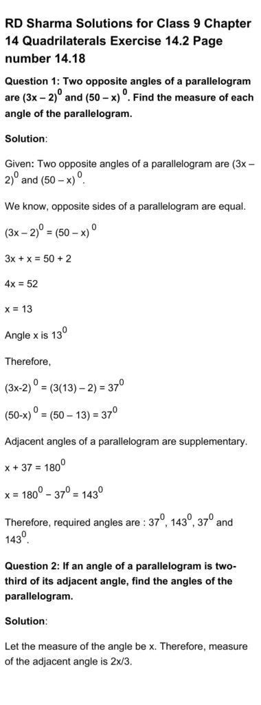 RD Sharma Solutions Class 9 Maths Exercise 14.2 Solutions - RD Sharma ...