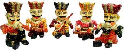 Rajkruti Rajasthani Musician Set of 5 Showpiece - Wooden Handicraft ...