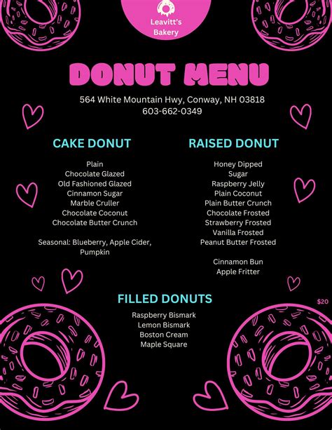 Menu — Leavitt's Country Bakery